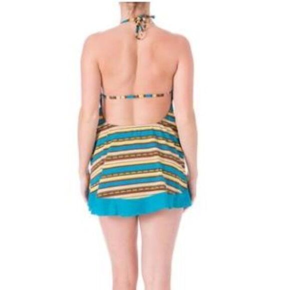 Mainstream Striped Halter Swimdress - Picture 2 of 9